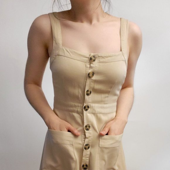 new Forever 21 Tan Rayon button up tan safari trench summer dress XS - Picture 1 of 3